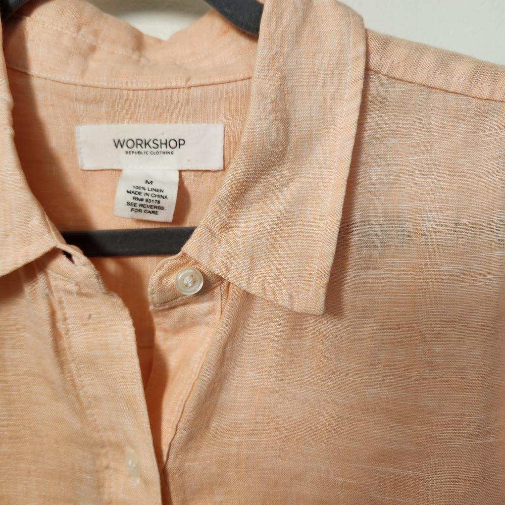 Workshop Republic Clothing Women's‎ Med 100% Linen Button Down Shirt Coastal - Picture 3 of 9